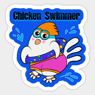 Chicken Swimmer Sticker